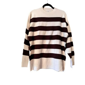 Mango Brown/Cream stripe 100% Viscose pull over sweater preppy trending classic